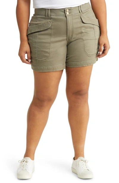 Wit & Wisdom 'ab'solution Flap Pocket High Waist Shorts In Lok Laurel