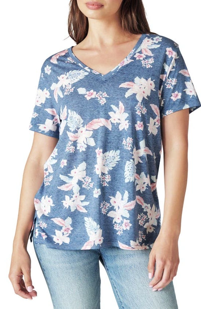 Lucky Brand Classic Camo-print T-shirt In Blue Floral