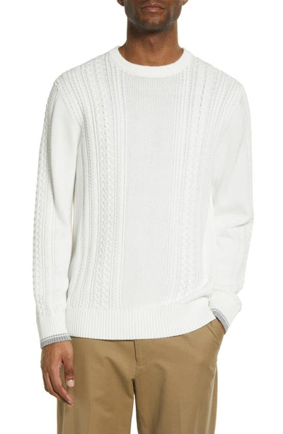 Vince Cable Knit Crewneck Cotton Jumper In Off White