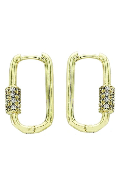 Panacea Cubic Zirconia Carabiner Earrings In Gold