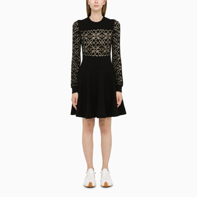 Loewe Anagram-pattern Wool-blend Mini Dress In Black