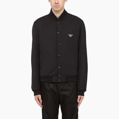 Prada Blue Virgin Wool Bomber Jacket