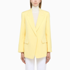 Chloé Buttonless Pure Silk Blazer With Peak Lapel In Yellow