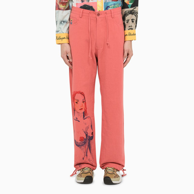 Kidsuper Studio Coral Portrait Trousers In Cotton Blend In Pink