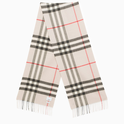 Burberry Beige Giant Check Scarf In Grey