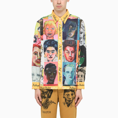 Kidsuper Studio Yellow Shirt With Portraits Print In Multicolor