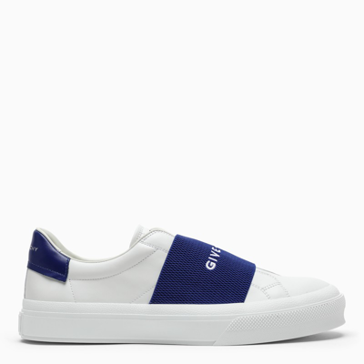 Givenchy White Sneakers With Blue Logo Band