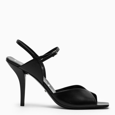 Gucci Black Leather High Sandals