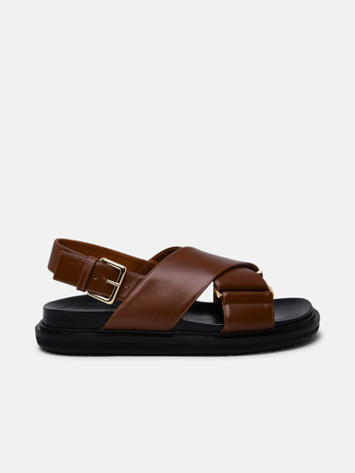 Marni Brown Fussbett Sandals In 00m29 Maroon