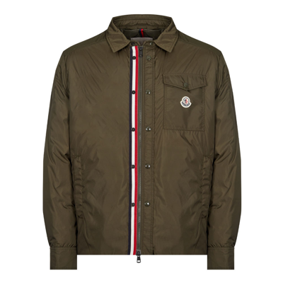 Moncler Pyrole Grosgrain-trimmed Nylon Down Overshirt In Green