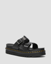 Dr. Martens' Myles Brando Leather Buckle Slide Sandals In Schwarz