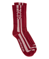 Gcds Logo-print Ribbed Socks In Bordeaux