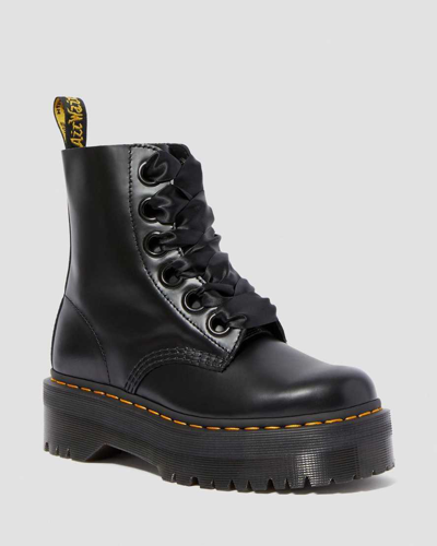 Dr. Martens' Molly Women's Leather Platform Boots In Black