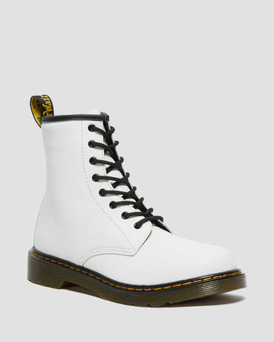 Dr. Martens' Youth 1460 Leather Lace Up Boots In White