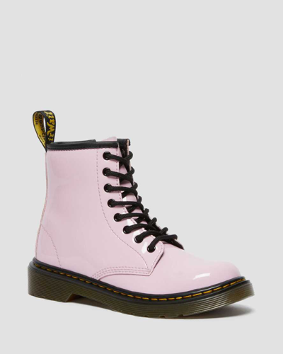 Dr. Martens' Junior 1460 Patent Leather Lace Up Boots In Pink
