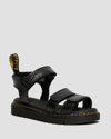 Dr. Martens' Klaire Chunky-strap Leather Sandals 6-10 Years In Black