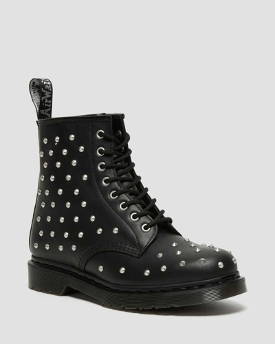 Dr. Martens 1460 Stud Wanama Leather Lace Up Boots In Black