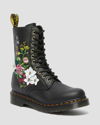 DR. MARTENS' 1490 FLORAL BLOOM LEATHER MID-CALF BOOTS