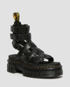 Dr. Martens' Ricki Nappa Lux Leather Platform Gladiator Sandals In Schwarz