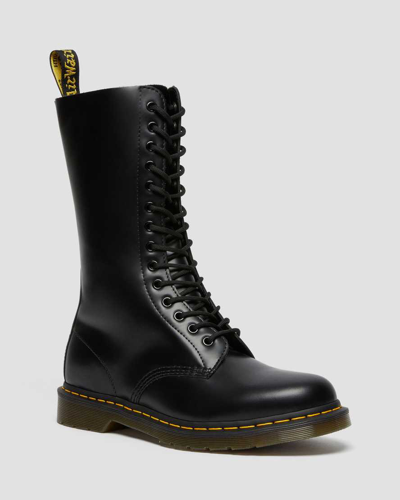 Dr. Martens' 1914 Smooth Leather Tall Boots In Schwarz