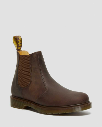 Dr. Martens 2976 Yellow Stitch Crazy Horse Leather Chelsea Boots In Burgundy