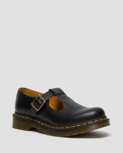 Dr. Martens' Polley Smooth Leather Mary Janes In Black Smooth