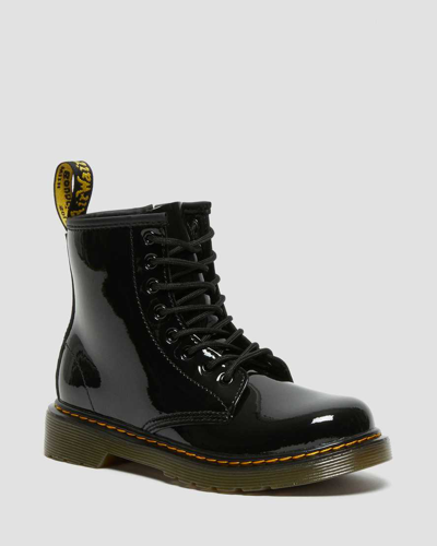 Dr. Martens' Junior 1460 Patent Leather Lace Up Boots In Schwarz