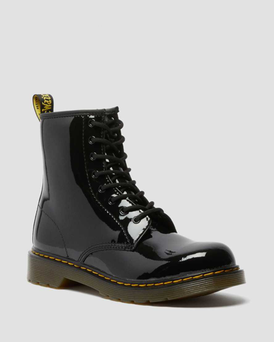 Dr. Martens' Youth 1460 Patent Leather Lace Up Boots In Black