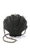 Kate Spade Splash Out Wicker Clam Shell Crossbody Bag In Black