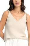 Splendid Adalynn Tie Shoulder Sweater Tank In Sand