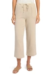 Splendid Addie Crop Wide Leg Cotton Gauze Pants In Sand