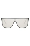 Quay Nightfall 135mm Shield Sunglasses In Crystal Black / Silver