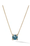 David Yurman Chatelaine Pendant Necklace With Hampton Blue Topaz And Diamonds In 18k Gold