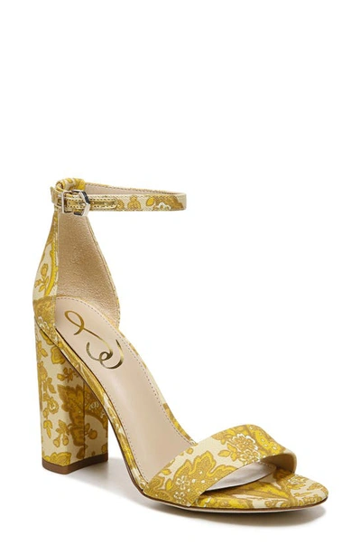 Sam Edelman Yaro Ankle Strap Sandal In Yellow Fabric