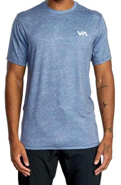 Rvca Sport Vent Logo T-shirt In Line Camo Blue