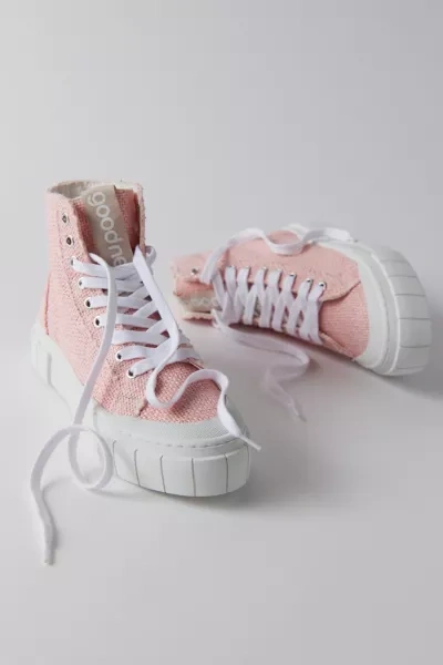 Good News London Palm Core Pink Rafia High Top Platform Shoe Sneaker Trainer Sustainable Recycled