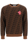 Moschino Brown & Black Graphic Patch Sweater In Mixed Colours