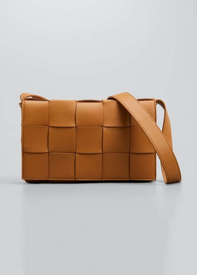 Bottega Veneta The Cassette Intrecciato Crossbody Bag In Caramel