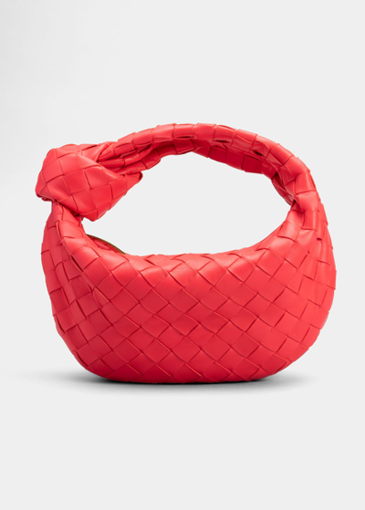 Bottega Veneta Jodie Mini Intrecciato Knot Hobo Bag In Red