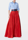 Carolina Herrera Taffeta Button-front Shirt In Sky Blue