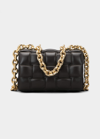 Bottega Veneta Chain Cassette Padded Intrecciato Crossbody Bag In Dark Brown