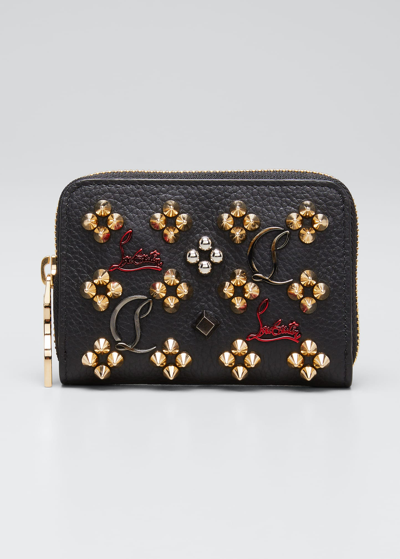 Christian Louboutin Panettone Embellished Leather Coin Purse In Black,multi