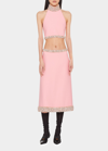 MIU MIU TRIM-EMBELLISHED CADY MIDI SKIRT