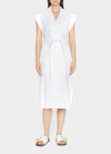 Rag & Bone Helena Button-front Linen Dress With Cap Sleeves In White