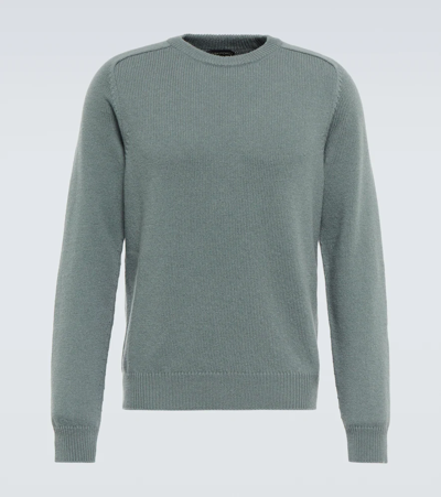 Tom Ford Crewneck Ribbed-trims Cashmere Jumper In Grey