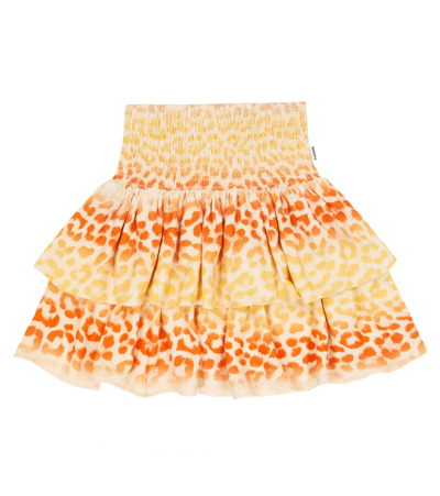 Molo Kids' Bolata Animal Print Smocked Skirt In Starlight Jaguar