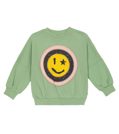 Molo Kids' Marika Printed Cotton Sweatshirt In Green