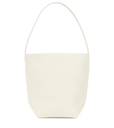 The Row Park North South Medium Leather Tote Bag In Ivory Pld