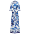 Dolce & Gabbana Foulard-print Belted Silk Twill Long Robe In Tris Maioliche F.bco