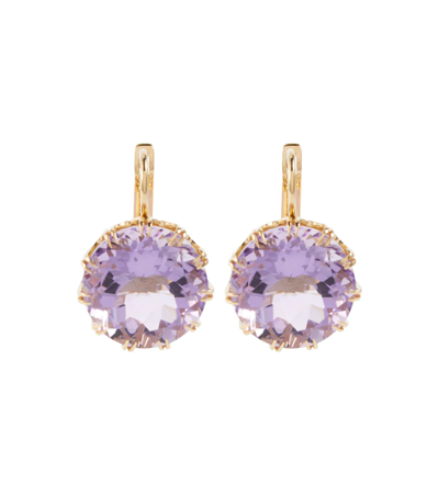 Ileana Makri 18kt Gold Earrings With Amethysts In 18k Yellow Gold